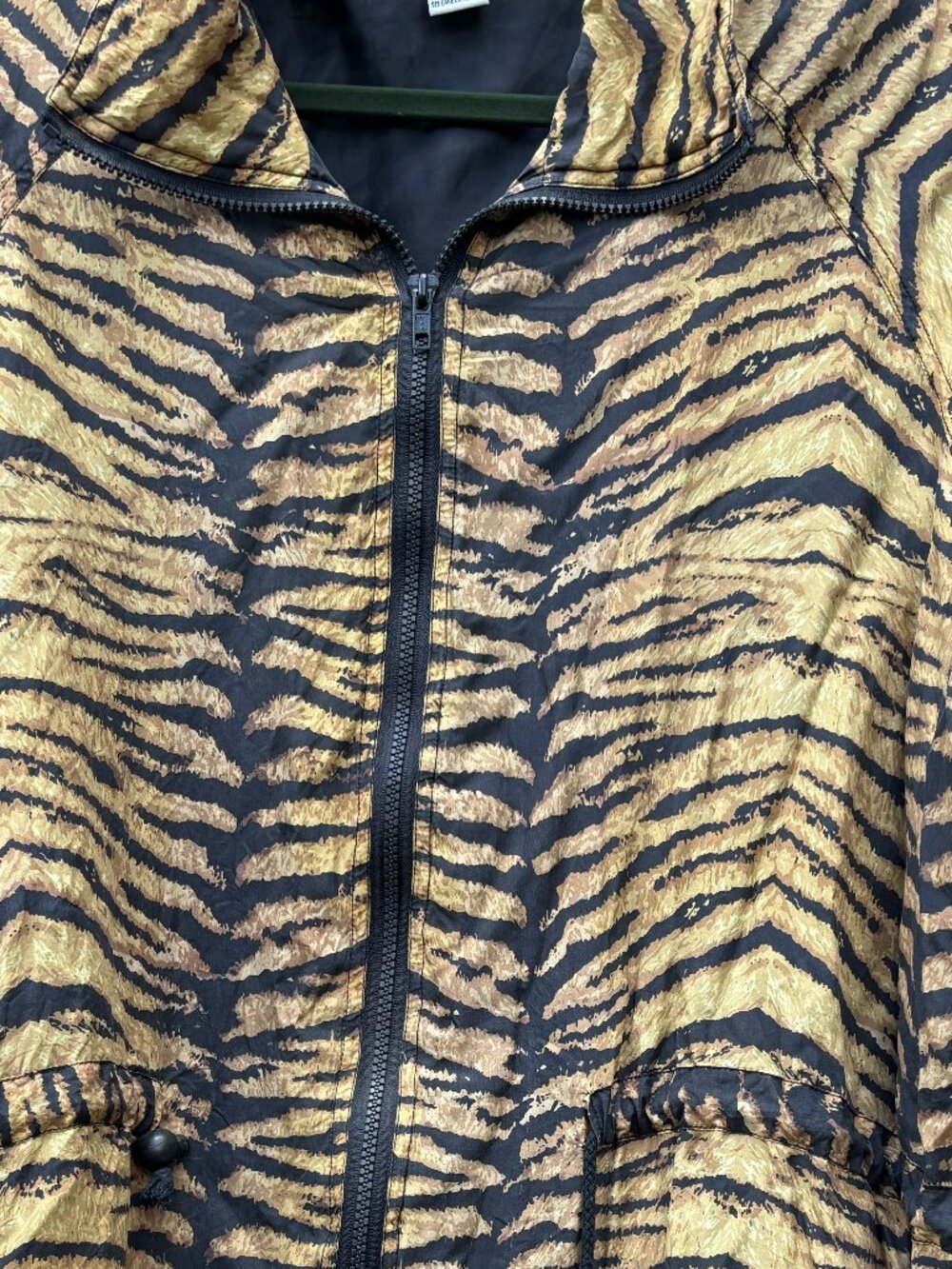 Silk Tiger Print 90s Style Jacket! Sz XL